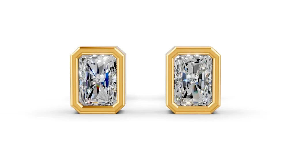 minimalist radiant diamond studs