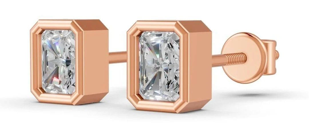 minimalist radiant diamond studs