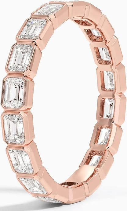 Exquisite Emrald Bezel Set Eternity Ring